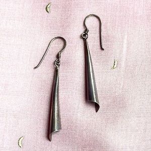 Vintage sterling silver hollow tube dangle earrings